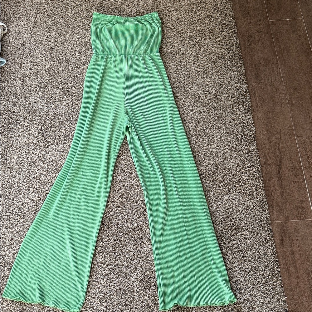 Elegant Mint Green Strapless Jumpsuit